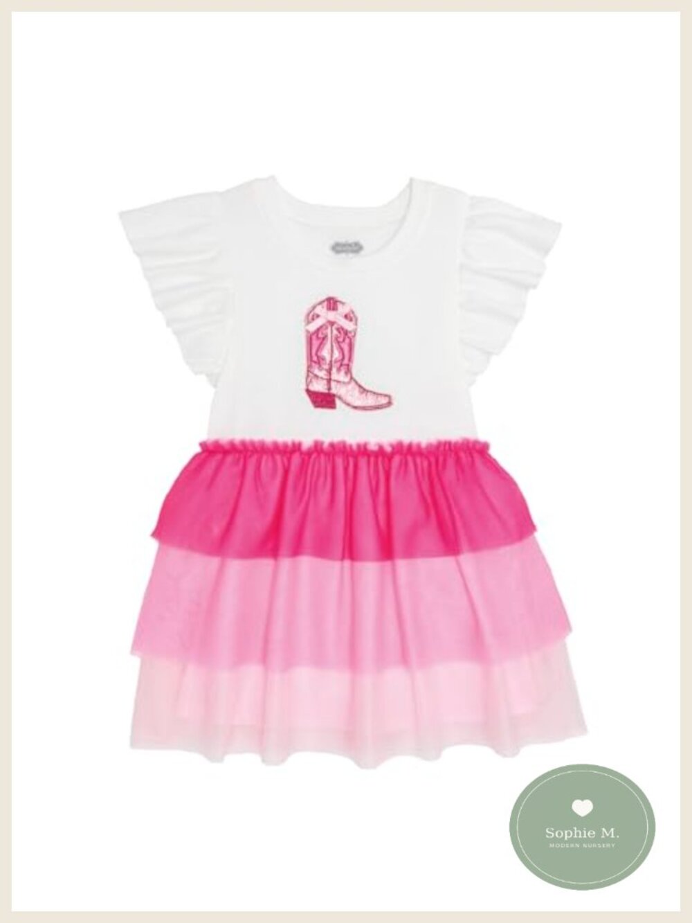 Toddler Girl Sparkle Boot Tutu Dress Flutter Sleeve Western